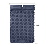 Double Outdoor Foot Pump Inflatable Sleeping Pad （190 x 120 x 5 cm）- 40D Nylon Camping Air Mattress with Built-in Pillow and Double Valve - Portable Moisture Proof Mat for Hiking Backpacking