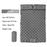 Double Outdoor Foot Pump Inflatable Sleeping Pad （190 x 120 x 5 cm）- 40D Nylon Camping Air Mattress with Built-in Pillow and Double Valve - Portable Moisture Proof Mat for Hiking Backpacking