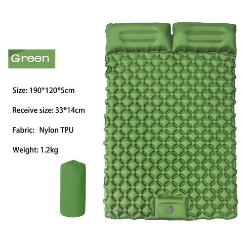 Double Outdoor Foot Pump Inflatable Sleeping Pad （190 x 120 x 5 cm）- 40D Nylon Camping Air Mattress with Built-in Pillow and Double Valve - Portable Moisture Proof Mat for Hiking Backpacking In Australia - Darrahopens