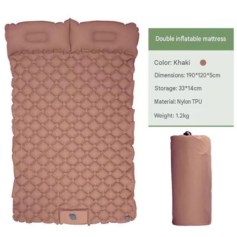 Double Outdoor Foot Pump Inflatable Sleeping Pad （190 x 120 x 5 cm）- 40D Nylon Camping Air Mattress with Built-in Pillow and Double Valve - Portable Moisture Proof Mat for Hiking Backpacking In Australia - Darrahopens