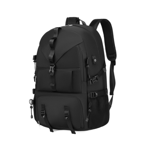 Black Large Capacity Travel Backpack - Waterproof Polyester Hiking Rucksack with Shoe Compartment and USB Port - Unisex Outdoor Luggage Bag for Camping Trekking and Weekend Trips In Australia - Darrahopens