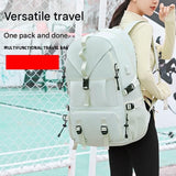 Grey Large Capacity Travel Backpack - Waterproof Polyester Hiking Rucksack with Shoe Compartment and USB Port - Unisex Outdoor Luggage Bag for Camping Trekking and Weekend Trips In Australia - Darrahopens