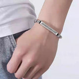 22cm Vintage-Style Men's Chain Bracelet - Silver-plated copper bracelet with Geometric Pattern Bar and Secure Clasp - Trendy Statement Jewelry for Daily Wear, Gifts & Special Occasions