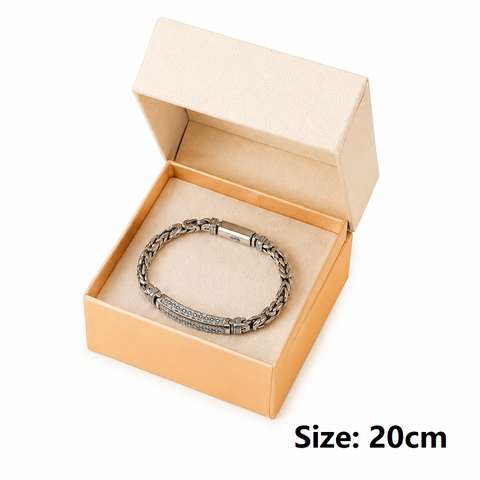 20cm Vintage-Style Men's Chain Bracelet - Silver-plated copper bracelet with Geometric Pattern Bar and Secure Clasp - Trendy Statement Jewelry for Daily Wear, Gifts & Special Occasions In Australia - Darrahopens