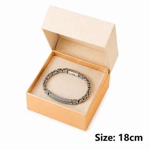 18cm Vintage-Style Men's Chain Bracelet - Silver-plated copper bracelet with Geometric Pattern Bar and Secure Clasp - Trendy Statement Jewelry for Daily Wear, Gifts & Special Occasions In Australia - Darrahopens