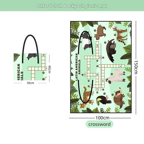 Green 2-in-1 Oxford Picnic Blanket and Shoulder Bag（150*100cm） -  Foldable Outdoor Mat with Storage Pockets, Lightweight Camping Ground Sheet for Beach Park Festival