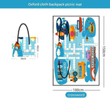 Blue 2-in-1 Oxford Picnic Blanket and Shoulder Bag（150*100cm） -  Foldable Outdoor Mat with Storage Pockets, Lightweight Camping Ground Sheet for Beach Park Festival In Australia - Darrahopens