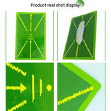 Black trajectory line and printed "checkmarks and crosses"Golf Swing Training Mat- Sequin Track Detection - Portable Plastic and Rubber Practice Pad for Indoor and Outdoor Use, Anti-Slip Base 24.4x38.4cm
