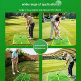 Yellow trajectory line and printed "checkmarks and crosses"Golf Swing Training Mat- Sequin Track Detection - Portable Plastic and Rubber Practice Pad for Indoor and Outdoor Use, Anti-Slip Base 24.4x38.4cm