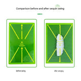 Yellow trajectory line and printed "OK"Golf Swing Training Mat- Sequin Track Detection - Portable Plastic and Rubber Practice Pad for Indoor and Outdoor Use, Anti-Slip Base 24.4x38.4cm