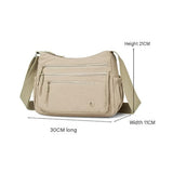 Khaki Lightweight Nylon Crossbody Bag for Women - Multi-Compartment Shoulder Purse with Adjustable Strap 260g Travel Friendly Commuter Tote for Daily Use