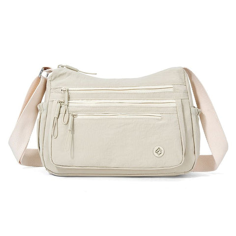 Beige Lightweight Nylon Crossbody Bag for Women - Multi-Compartment Shoulder Purse with Adjustable Strap 260g Travel Friendly Commuter Tote for Daily Use In Australia - Darrahopens