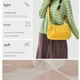 Beige Lightweight Nylon Crossbody Bag for Women - Multi-Compartment Shoulder Purse with Adjustable Strap 260g Travel Friendly Commuter Tote for Daily Use