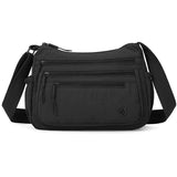 Black Lightweight Nylon Crossbody Bag for Women - Multi-Compartment Shoulder Purse with Adjustable Strap 260g Travel Friendly Commuter Tote for Daily Use