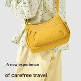 Black Lightweight Nylon Crossbody Bag for Women - Multi-Compartment Shoulder Purse with Adjustable Strap 260g Travel Friendly Commuter Tote for Daily Use