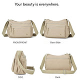 Black Lightweight Nylon Crossbody Bag for Women - Multi-Compartment Shoulder Purse with Adjustable Strap 260g Travel Friendly Commuter Tote for Daily Use