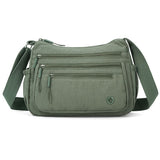 Green Lightweight Nylon Crossbody Bag for Women - Multi-Compartment Shoulder Purse with Adjustable Strap 260g Travel Friendly Commuter Tote for Daily Use