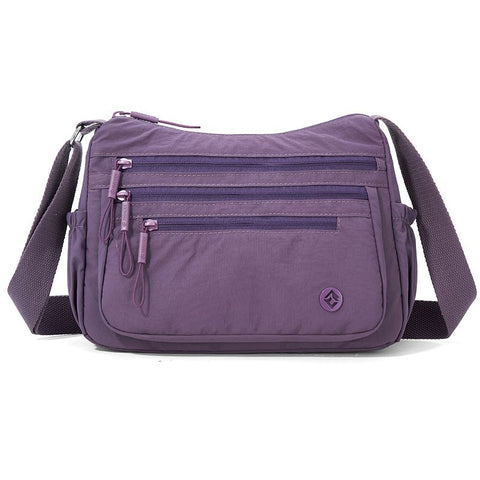 Purple Lightweight Nylon Crossbody Bag for Women - Multi-Compartment Shoulder Purse with Adjustable Strap 260g Travel Friendly Commuter Tote for Daily Use In Australia - Darrahopens