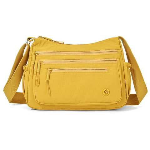 Yellow Lightweight Nylon Crossbody Bag for Women - Multi-Compartment Shoulder Purse with Adjustable Strap 260g Travel Friendly Commuter Tote for Daily Use In Australia - Darrahopens