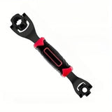 8-in-1 Multi-Function Socket Wrench Black 12-tooth 8-19mm - Chrome Vanadium Steel, Non-Slip Grip Handle, Compact 25cm Repair Tool for Automotive and Home Maintenance