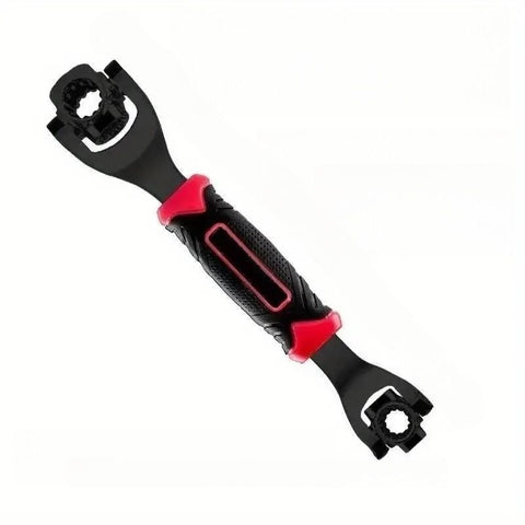 8-in-1 Multi-Function Socket Wrench Black 12-tooth 8-19mm - Chrome Vanadium Steel, Non-Slip Grip Handle, Compact 25cm Repair Tool for Automotive and Home Maintenance