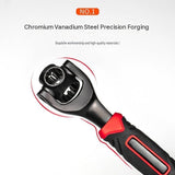 8-in-1 Multi-Function Socket Wrench Black 12-tooth 8-19mm - Chrome Vanadium Steel, Non-Slip Grip Handle, Compact 25cm Repair Tool for Automotive and Home Maintenance