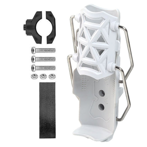 White Universal Motorcycle Bike Cup Holder - Self-Adaptive Rotating Water Bottle Cage, No-Drill Handlebar Mount for Scooter E-Bike, Shockproof Secure Grip,Maximum fits water cups up to 85mm In Australia - Darrahopens