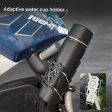 2 pack Black Universal Motorcycle Bike Cup Holder - Self-Adaptive Rotating Water Bottle Cage, No-Drill Handlebar Mount for Scooter E-Bike, Shockproof Secure Grip,Maximum fits water cups up to 85mm