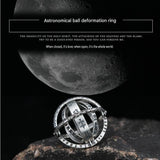 Golden US 11 Transformable Astronomical Sphere Ring - Alloy - 2-in-1 Ring and Pendant Design, Rotating Globe Structure, Retro Cosmic Style, Unisex Fashion Accessory In Australia - Darrahopens