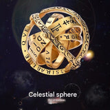 Silvery US 9 Transformable Astronomical Sphere Ring - Alloy - 2-in-1 Ring and Pendant Design, Rotating Globe Structure, Retro Cosmic Style, Unisex Fashion Accessory