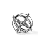 Golden US 7 Transformable Astronomical Sphere Ring - Alloy - 2-in-1 Ring and Pendant Design, Rotating Globe Structure, Retro Cosmic Style, Unisex Fashion Accessory
