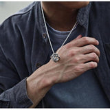 Golden US 7 Transformable Astronomical Sphere Ring - Alloy - 2-in-1 Ring and Pendant Design, Rotating Globe Structure, Retro Cosmic Style, Unisex Fashion Accessory
