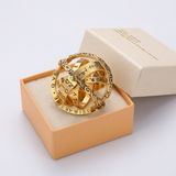 Golden US 9 Transformable Astronomical Sphere Ring - Alloy - 2-in-1 Ring and Pendant Design, Rotating Globe Structure, Retro Cosmic Style, Unisex Fashion Accessory In Australia - Darrahopens