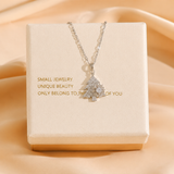 Silvery Rotating snowflake Christmas Tree Pendant Necklace - Titanium Steel - Micro Pave Cubic Zirconia, Adjustable 40+5cm Chain, Festive Holiday Gift for Women In Australia - Darrahopens