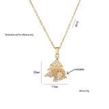 Silvery Rotating snowflake Christmas Tree Pendant Necklace - Titanium Steel - Micro Pave Cubic Zirconia, Adjustable 40+5cm Chain, Festive Holiday Gift for Women