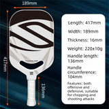 Blue T700 Carbon Fiber Pickleball Paddle - 16mm Thick - Power Air Aerodynamic Design, PP Honeycomb Core, Ergonomic Grip, USAPA Approved Standard for Competitive Play