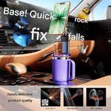 2-in-1 Magnetic Car Cup Holder Phone Mount - Adjustable Height Aluminum Alloy Cup Base with 360 Degree Rotation for Dashboard and Console, Universal Fit for Bottles and Navigation In Australia - Darrahopens