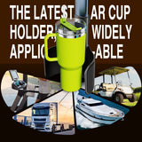 2-in-1 Magnetic Car Cup Holder Phone Mount - Adjustable Height Aluminum Alloy Cup Base with 360 Degree Rotation for Dashboard and Console, Universal Fit for Bottles and Navigation