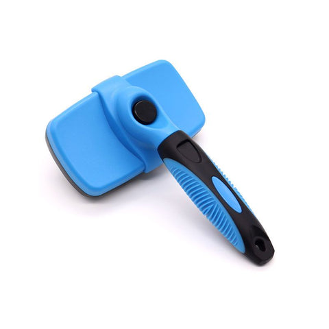 3 Pack Blue 17*10cm Self-Cleaning Pet Slicker Brush with 60 Degree Curved Pins - One-Click Hair Removal, Non-Slip Handle, Gentle Grooming Tool for Cats and Dogs In Australia - Darrahopens