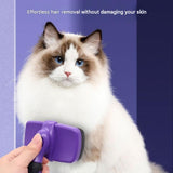 3 Pack Blue 17*10cm Self-Cleaning Pet Slicker Brush with 60 Degree Curved Pins - One-Click Hair Removal, Non-Slip Handle, Gentle Grooming Tool for Cats and Dogs