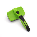 3 Pack Green 17*10cm Self-Cleaning Pet Slicker Brush with 60 Degree Curved Pins - One-Click Hair Removal, Non-Slip Handle, Gentle Grooming Tool for Cats and Dogs In Australia - Darrahopens