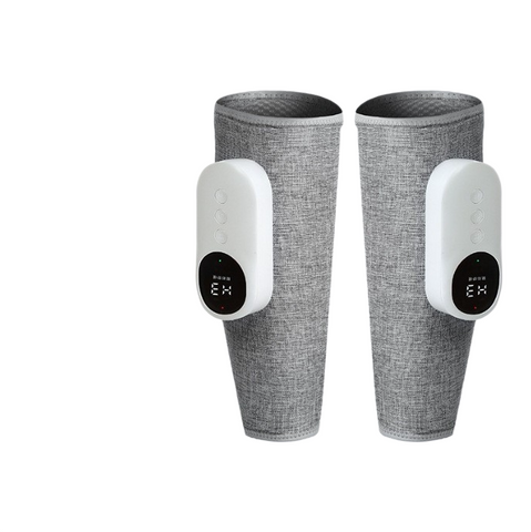 Grey （1 pair）Wireless Air Compression Leg Calf Massager with Heat - Rechargeable Kneading Relaxation Wrap for Sore Muscles, Travel, Home and Office Use, Portable Design with Multiple Modes
