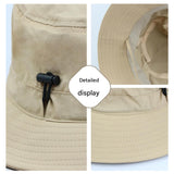 Black Outdoor UPF Sun Protection Bucket Hat - Lightweight Quick-Dry Polyester Hiking Cap with Adjustable Chin Strap, 5.5cm Brim, Breathable Travel Hat for Camping and Fishing