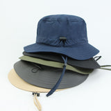 Black Outdoor UPF Sun Protection Bucket Hat - Lightweight Quick-Dry Polyester Hiking Cap with Adjustable Chin Strap, 5.5cm Brim, Breathable Travel Hat for Camping and Fishing