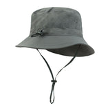 Grey Outdoor UPF Sun Protection Bucket Hat - Lightweight Quick-Dry Polyester Hiking Cap with Adjustable Chin Strap, 5.5cm Brim, Breathable Travel Hat for Camping and Fishing
