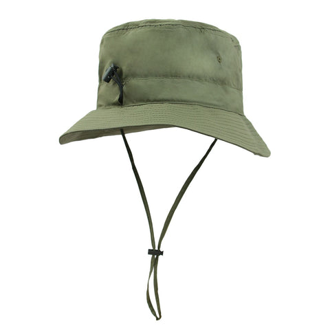 Green Outdoor UPF Sun Protection Bucket Hat - Lightweight Quick-Dry Polyester Hiking Cap with Adjustable Chin Strap, 5.5cm Brim, Breathable Travel Hat for Camping and Fishing
