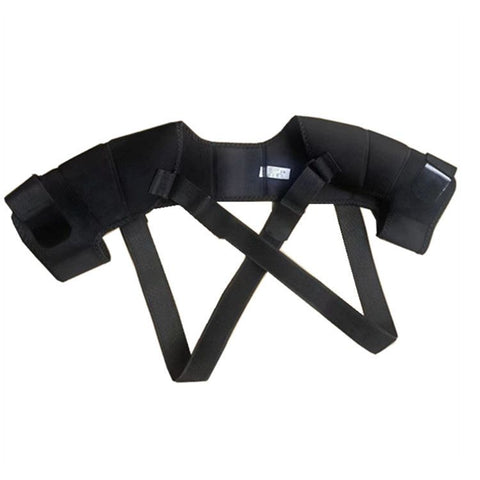 Black Medium size Double Shoulder Support Brace - Adjustable Posture Corrector with Breathable Mesh, Compression Therapy for Gym, Running, and Daily Activities In Australia - Darrahopens