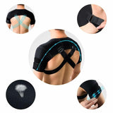Black Medium size Double Shoulder Support Brace - Adjustable Posture Corrector with Breathable Mesh, Compression Therapy for Gym, Running, and Daily Activities
