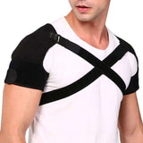 Black Medium size Double Shoulder Support Brace - Adjustable Posture Corrector with Breathable Mesh, Compression Therapy for Gym, Running, and Daily Activities
