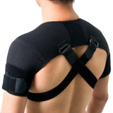 Black Medium size Double Shoulder Support Brace - Adjustable Posture Corrector with Breathable Mesh, Compression Therapy for Gym, Running, and Daily Activities